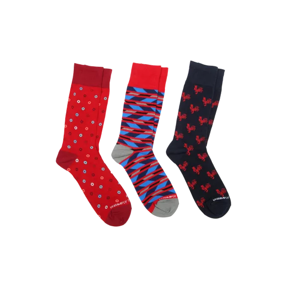 Unsimply Stitched 3-Pack Dress Socks "Roosters"