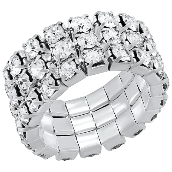 Steeltime Juego de Pulsera y Anillo Ajustables con Diamantes Simulados