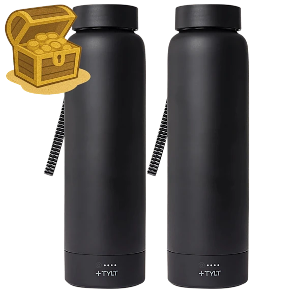 2-Pack: TYLT 24oz Power Water Bottle with Built-In Phone Chargers
