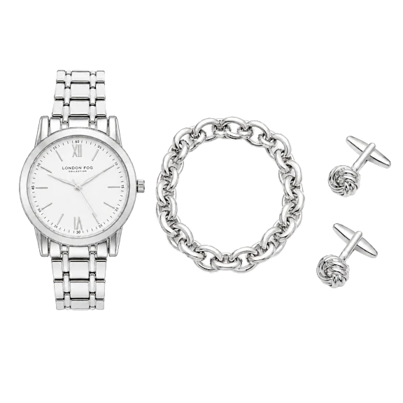 London Fog Men's Ambassador Watch, Bracelet, and Cuff Link Gift Set