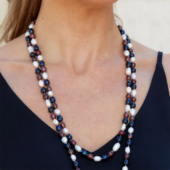 Savvy Cie Collar de Perlas Cultivadas Multicolor con Brillo e Impacto