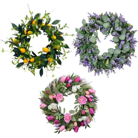 Glowing Petals 24" Solar Wreaths