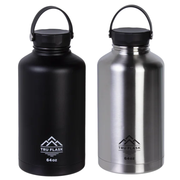 2-Pack: TRU FLASK 64oz Insulated Bottles
