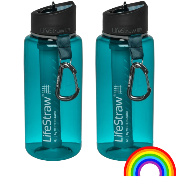 2-Pack: LifeStraw Go 1-Liter Tritan Water Filter Bottle