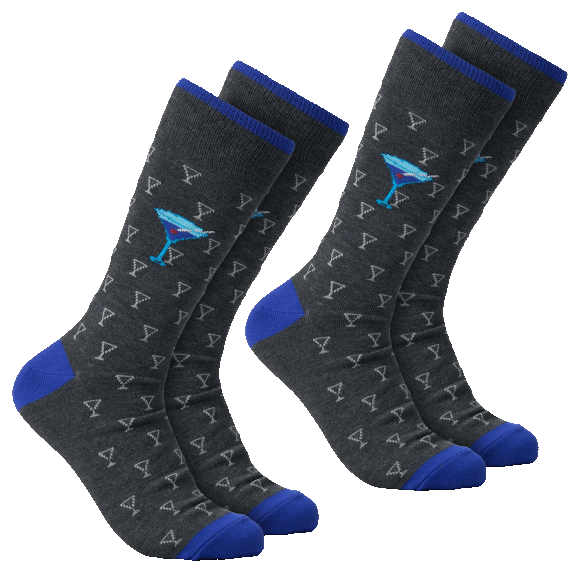2 or 4-Pack: Rockport Martini Theme Mens Crew Sock