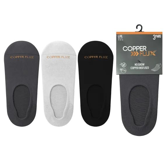 3-Pack: CopperFlux Copper Infused No Show Socks
