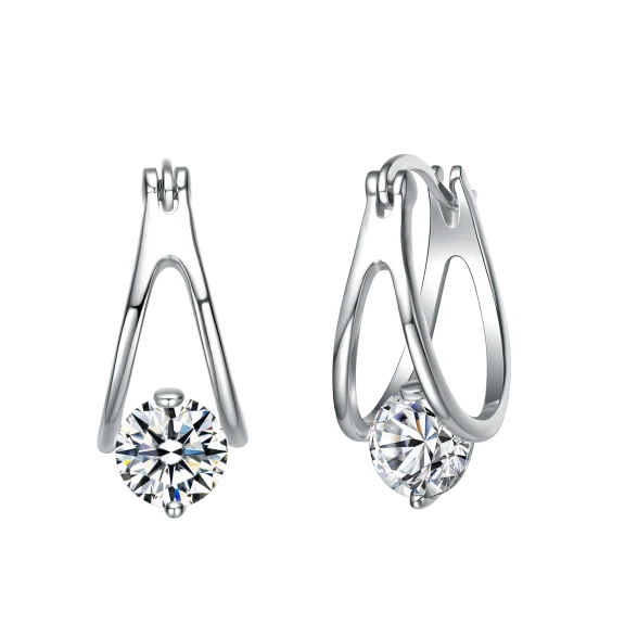 Stella Valentino 1.50 Carat TW Moissanite Solitaire Double Hoop Earrings