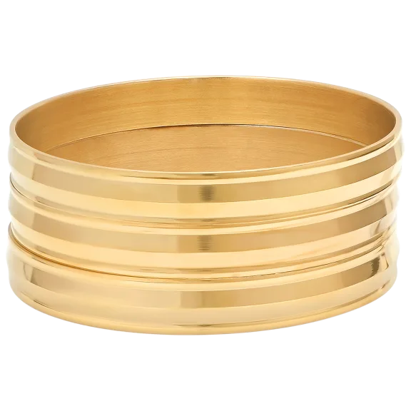 18K Gold Plated Ridged Bangles