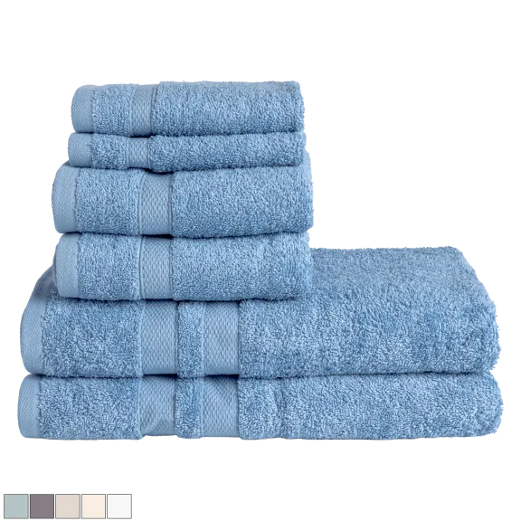 Bibb Home 6-Piece Combed Cotton Towel Set