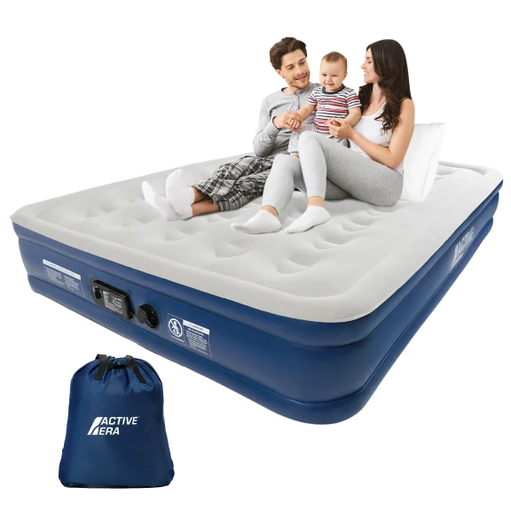 Active Era Premium 13" Queen Size Air Mattress with Built-in Electric Pump