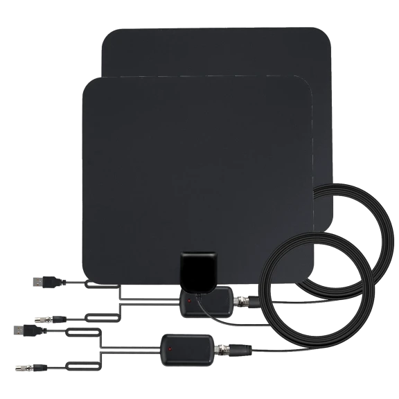 2-Pack Digital 100-Mile HD 360-Degree Super-Thin Amplified Antennas
