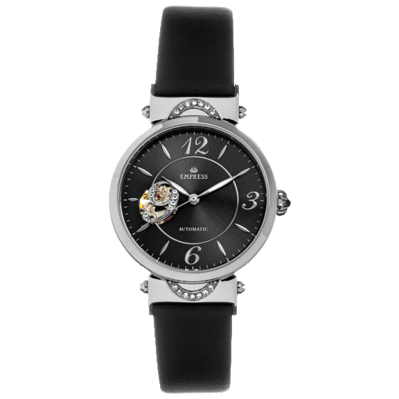 Empress Alouette Automatic Semi-Skeleton Leather Band Watch