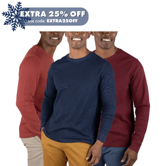 3-Pack: Tailor Vintage Airotec Performance Stretch Waffle Crew Neck Shirts
