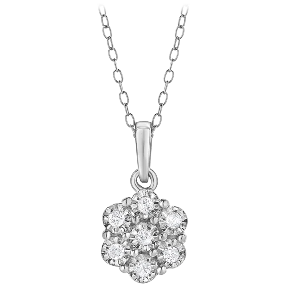 Unique Design 1/10 Carat TW Lab Grown Diamond Cluster Necklace