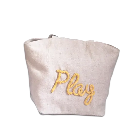 Handcrafted Large Canvas "Play" Beach Tote
