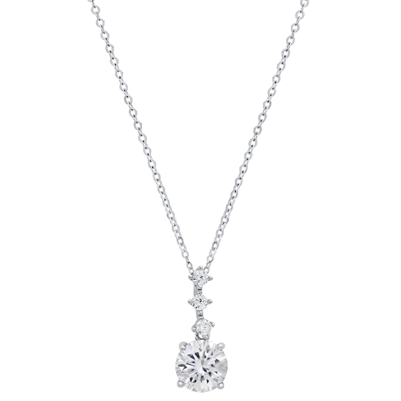 Saffron 2.0 Carat TW Moissanite Graduating Drop Pendant Sterling Silver Necklace