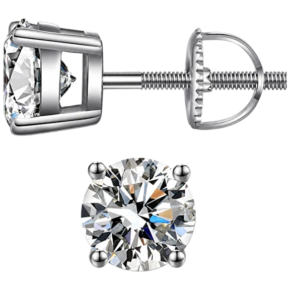 Donatello Gian Sterling Silver Round Cut Screw Back Stud Earrings