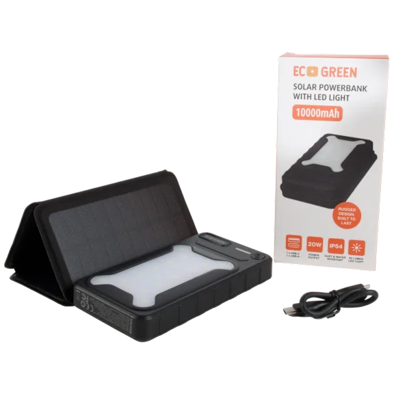 EcoGreen 10000mAh Rugged Solar Powerbank