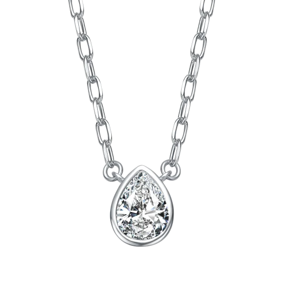 Rachel Glauber Pear-Shaped Simulated Diamond Stud Cable Chain Necklace