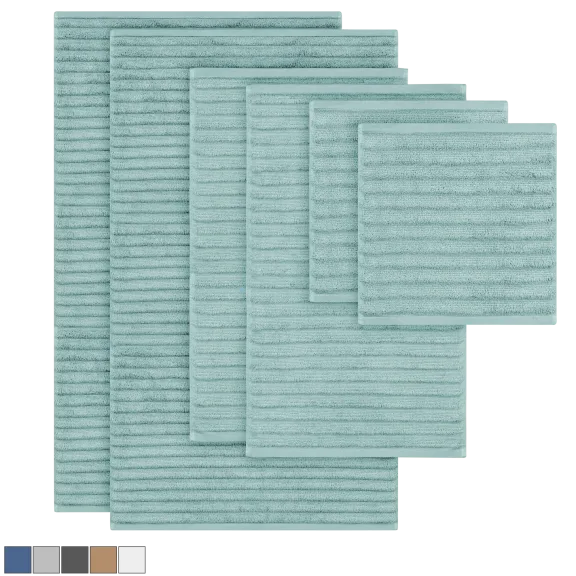 Bibb Home 6-Piece Ribbed Egyptian Cotton Towel Set