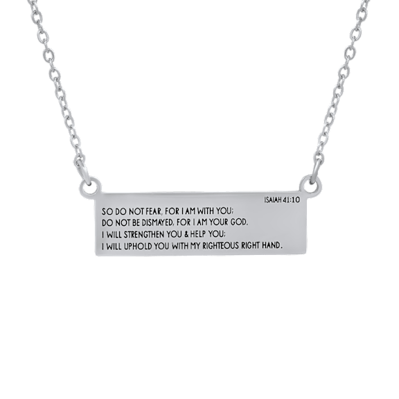 Steeltime Ladies Stainless Steel Isaiah 41:10 Bar ID Necklace