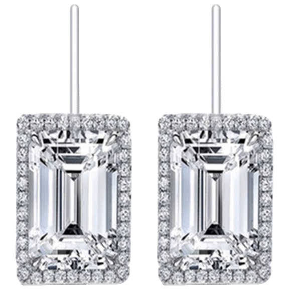 Golden NYC Jewelry White Cubic Zirconia Emerald Cut Leverback Earrings