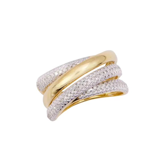Savvy Cie Diamond .25 Carat TW Cross Over Wide Band