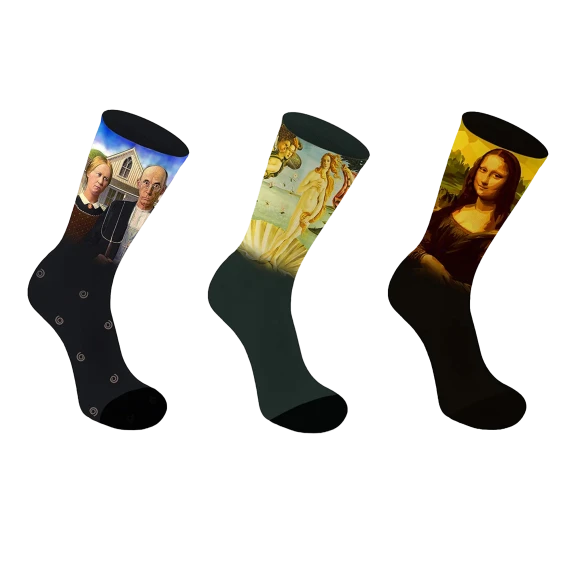 3-Pack: Seeboo Crew Length Art Inspired Cotton Blend Socks