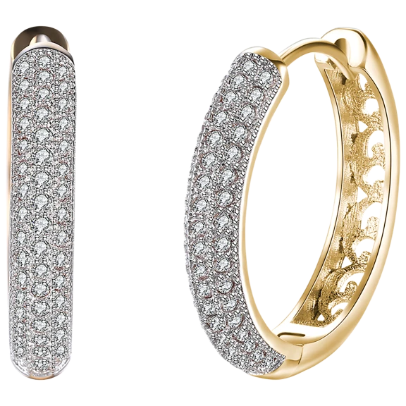 Golden NYC Jewelry Gold Plated CZ Hoop Earrings