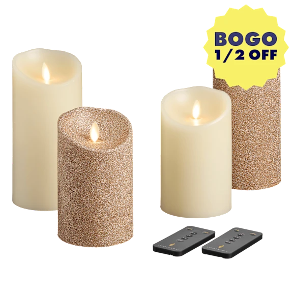Luminara 4-Piece Flameless Smooth & Glitter Candles