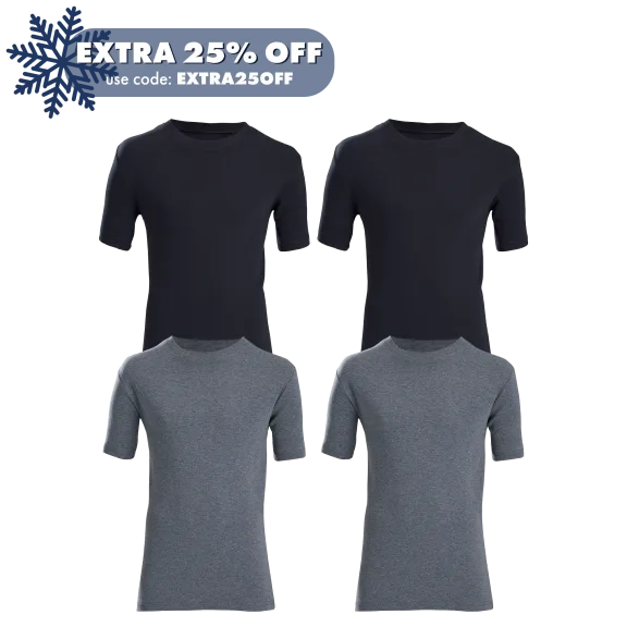 4-Pack: No Nonsense Short Sleeve T-Shirt (Black and Charcoal Heather)