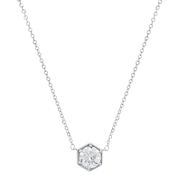 Saffron 1.0 Carat TW Hexagon Moissanite Pendant Necklace