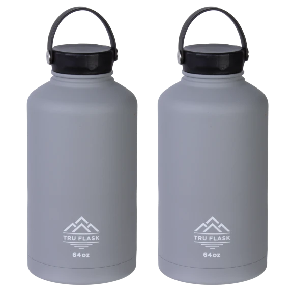 2-Pack: TRU FLASK 64oz Insulated Bottles