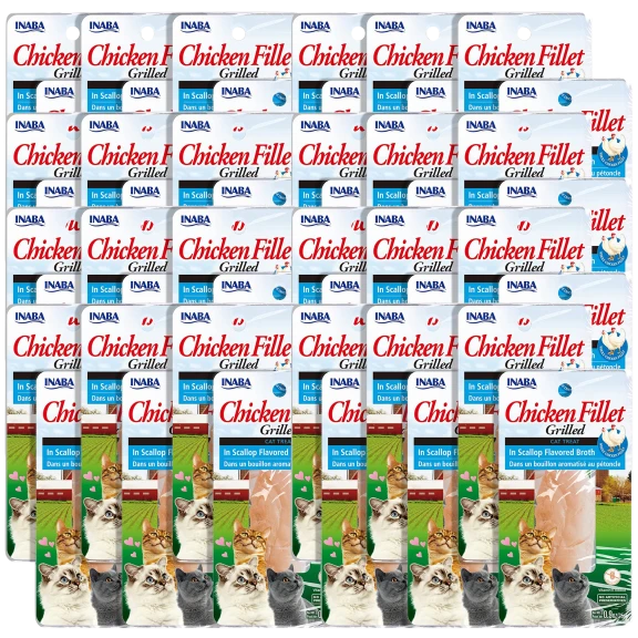 48-Pack: INABA Hand-Cut Grilled Chicken Fillet in Scallop Broth Cat Treats