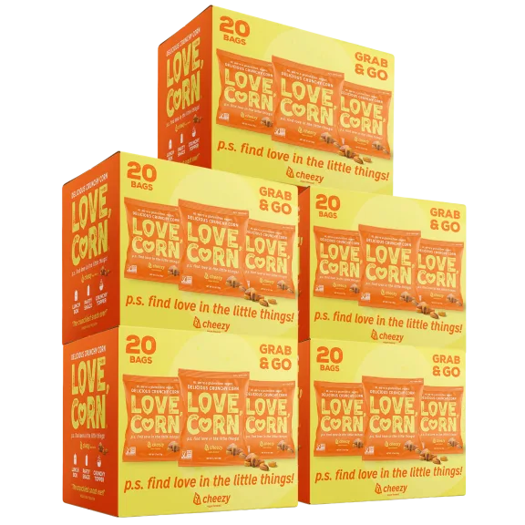 100-Pack: Love, Corn Premium Crunchy Corn Snacks (0.7oz)