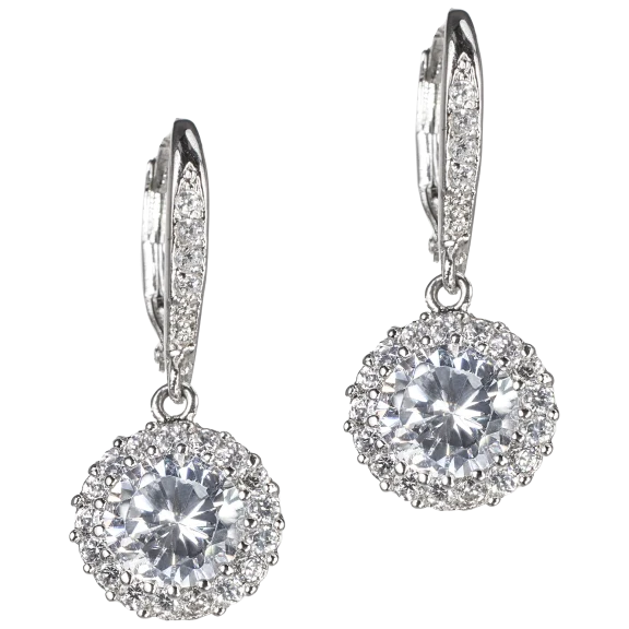 Kenneth Jay Lane 5 Carat TW Round CZ with Trim Pave Leverback Earrings