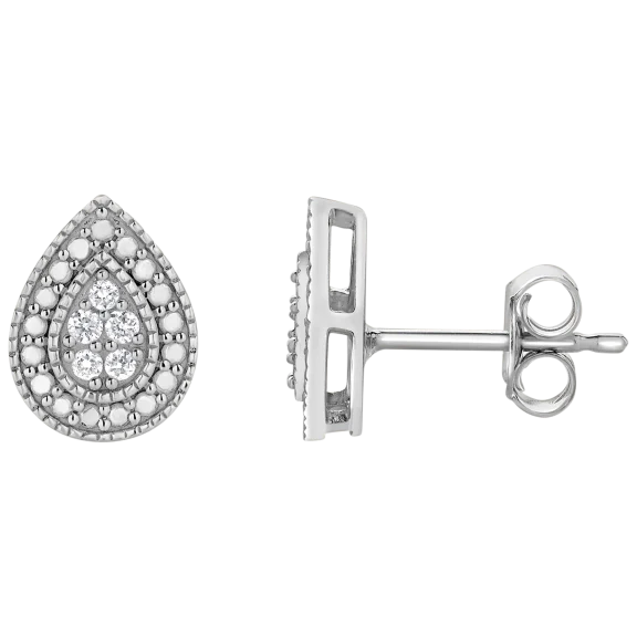 Unique Design 1/10 Carat TW Lab Grown Diamond Pear Earrings