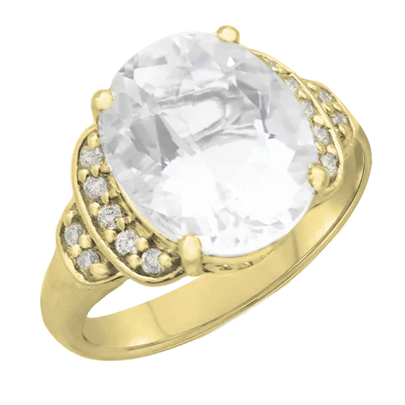 Savvy Cie 18K Gold Vermeil Petalite & White Zircon Ring
