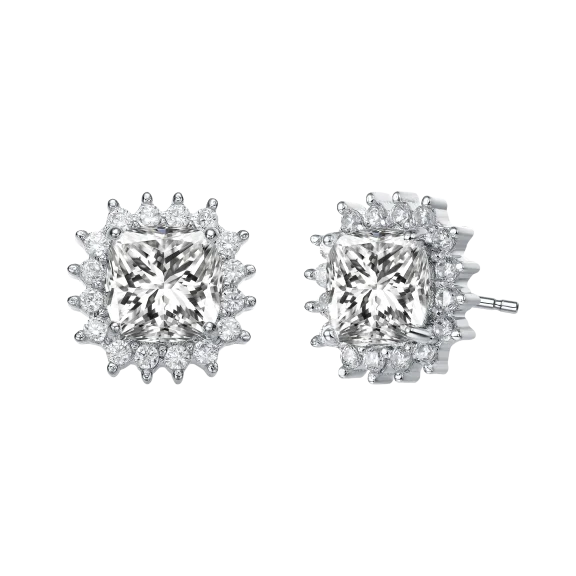 Rachel Glauber Classy Halo Square Simulated Diamond Stud Earrings