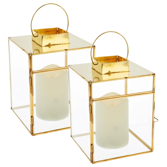 2-Pack: South Street Loft Glass Lanterns with Remote
