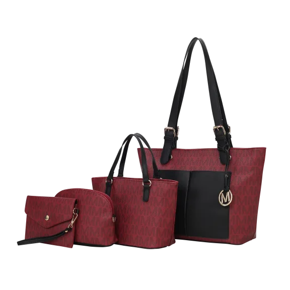 MKF Collection Havenly 4-Piece Signature Vegan Leather Tote Bag Set by Mia K.