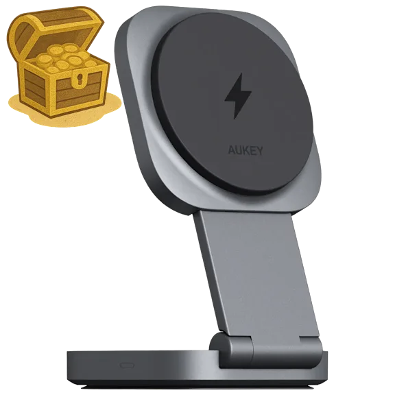 Aukey MagFusion Qi2 2-in-1 Foldable Charger