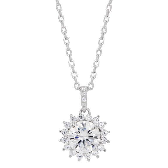 Savvy Cie Opulant Starburst Collar con Dije de Moissanita 2.50 Quilates TW