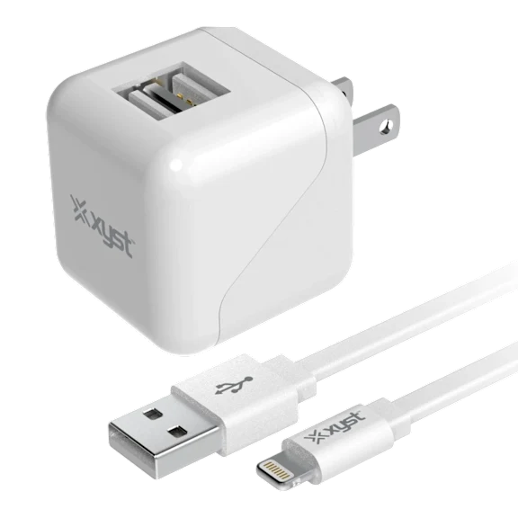 Xyst 2.4-Amp Dual USB Wall Charger with 4-Foot Lightning Cable