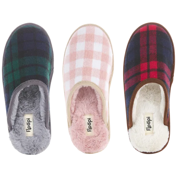 Floopi Women’s Kelly Plaid Scuff Slippers