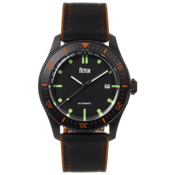 Reign Men's Elijah Rubber Inlaid Leather-Band Watch