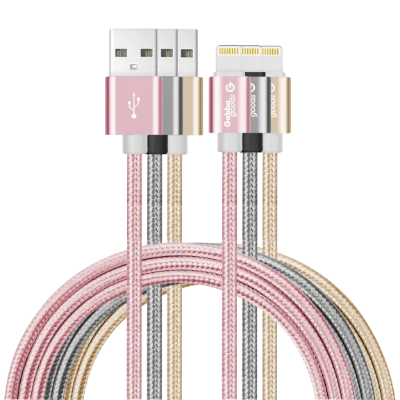 2-Pack: Metallic Braided MFi Lightning USB Cables (6 FT)