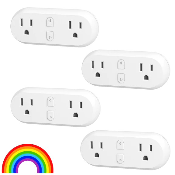 4-Pack: HBN Smart Plug 15A WiFi Outlet Extender Dual Socket Plugs