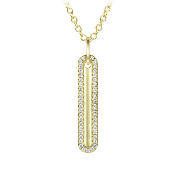 Stella Valentino 14K Gold Linear Paper Clip Pendant Necklace