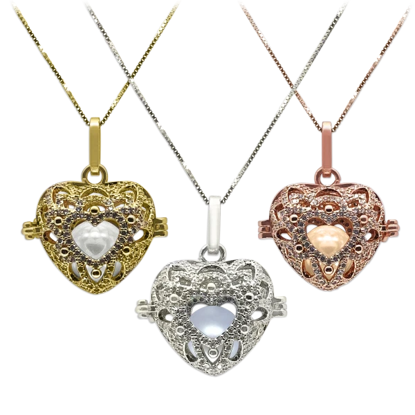 18K Gold Filled Diamond Pavé Heirloom Pearl Locket Pendant